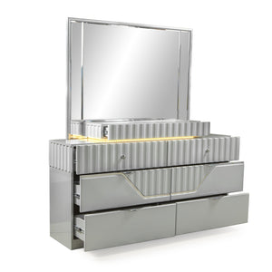 English Elm Modern Da Vinci 6-Drawer Dresser with Jewelry Top, LED Lighting, Solid Wood, Sleek Contemporary Design B009P155260