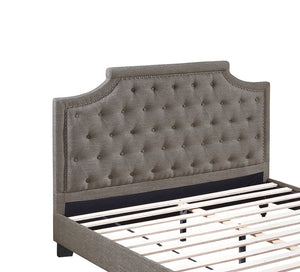 English Elm Modern Tufted Polyfiber Queen Bed Frame with Button Headboard and Footboard, Elegant American Traditional Design Brown 48 L x 5 W x 68 H B011S00691