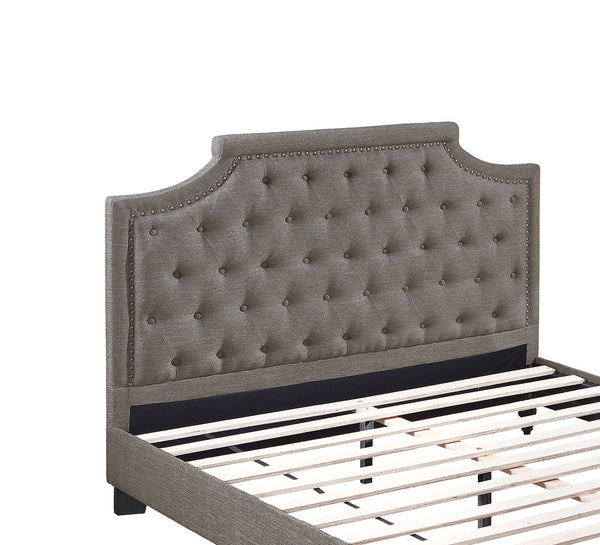 English Elm Modern Tufted Polyfiber Queen Bed Frame with Button Headboard and Footboard, Elegant American Traditional Design Brown 48 L x 5 W x 68 H B011S00691