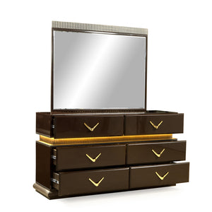 English Elm Modern Dunhill 4-Piece Queen Bedroom Set With Led Lighting, Ample Storage & Contemporary Design B009S01310