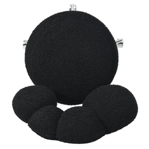 English Elm 360°swivel Teddy Fabric Home Office Chair with Ergonomic Arc Back and Adjustable Seat Black W680P143502