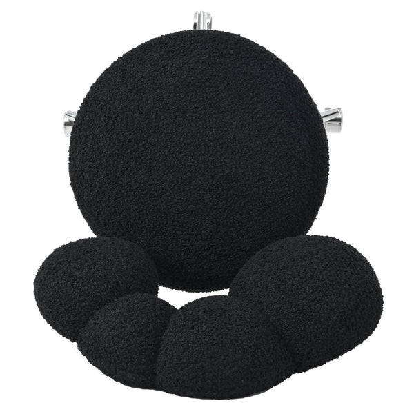 English Elm 360°swivel Teddy Fabric Home Office Chair with Ergonomic Arc Back and Adjustable Seat Black W680P143502
