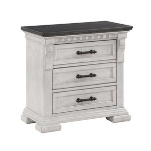 English Elm Transitional Faith 3-Drawer Nightstand in Antique White — Solid Wood, Compact Traditional Design, Smart Storage B009P155296