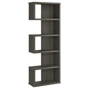 English Elm Weathered Weathered Grey 5-Tier Playful Bookcase with Ample Shelves, Contemporary Rustic Display Piece B062P153764