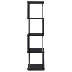 English Elm Black Sinuous 4-Tier Bookcase in White & Chrome Finish — Sculptural Stacked Shelves for Artful Display B062P153775