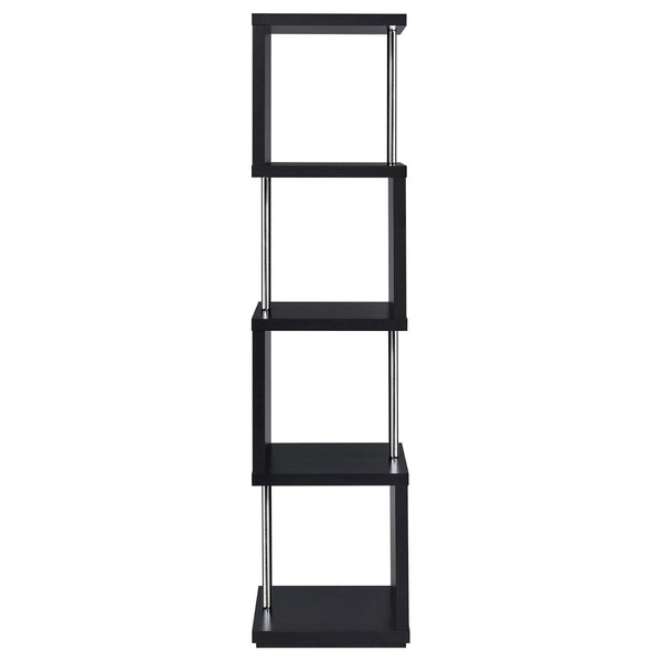 English Elm Black Sinuous 4-Tier Bookcase in White & Chrome Finish — Sculptural Stacked Shelves for Artful Display B062P153775