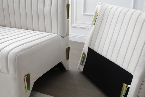 English Elm Contemporary Sectional Sofa With Ottoman - Modern Velvet Corner Couch For Stylish Living Rooms & Comfort W1117S00063