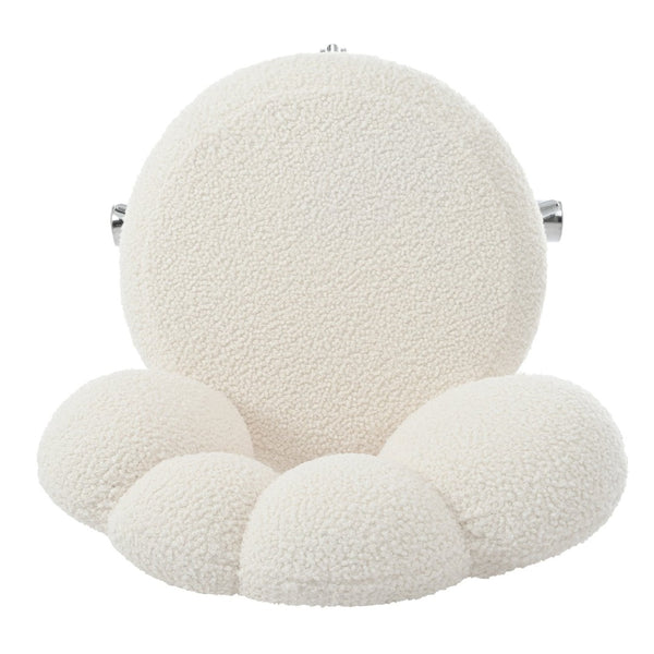 English Elm 360°swivel Teddy Fabric Home Office Chair with Ergonomic Arc Back and Adjustable Seat White W680P143486