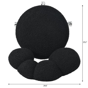 English Elm 360°swivel Teddy Fabric Home Office Chair with Ergonomic Arc Back and Adjustable Seat Black W680P143502
