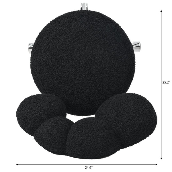 English Elm 360°swivel Teddy Fabric Home Office Chair with Ergonomic Arc Back and Adjustable Seat Black W680P143502