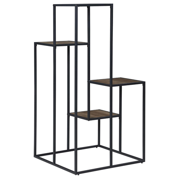 English Elm Rustic Spiral 8-Shelf Staircase Bookcase with Heavy-Gauge Steel Frame and Scratch-Resistant Veneer Black B062P153776