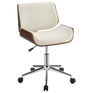 English Elm Ecru Modern Swivel Office Chair with Walnut & Chrome Finish, Leatherette Seat, Adjustable Height and Foam Comfort B062P153784