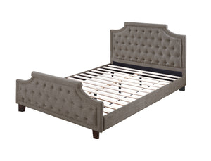 English Elm Modern Tufted Polyfiber Queen Bed Frame with Button Headboard and Footboard, Elegant American Traditional Design Brown 48 L x 5 W x 68 H B011S00691