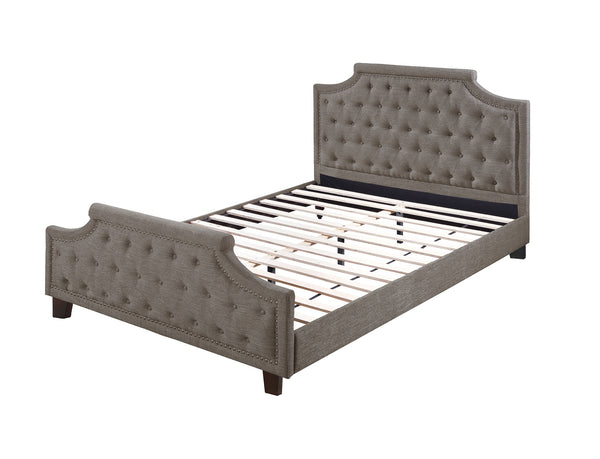 English Elm Modern Tufted Polyfiber Queen Bed Frame with Button Headboard and Footboard, Elegant American Traditional Design Brown 48 L x 5 W x 68 H B011S00691