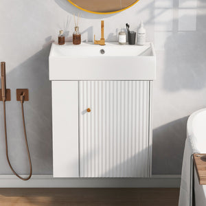 English Elm 21.6" White Ceramic Bathroom Vanity Sink — Compact 25.2x16.5x9.45 in, stain & heat resistant, eco-friendly elegance WF297780AAA