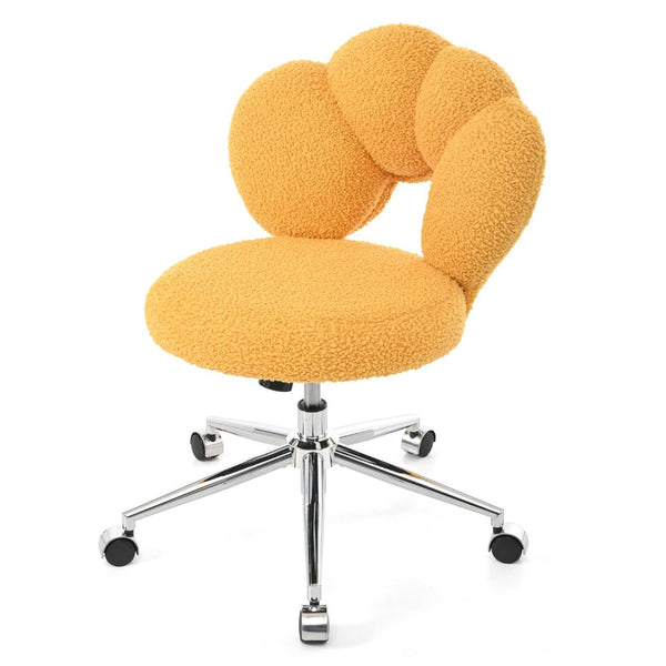 English Elm 360°swivel Teddy Fabric Home Office Chair with Ergonomic Arc Back and Adjustable Seat Yellow W680P143491