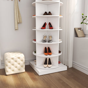 English Elm Pink Rotating Shoe Cabinet Six Tier Slim Cylindrical Organizer for Modern Entryway W1320140916