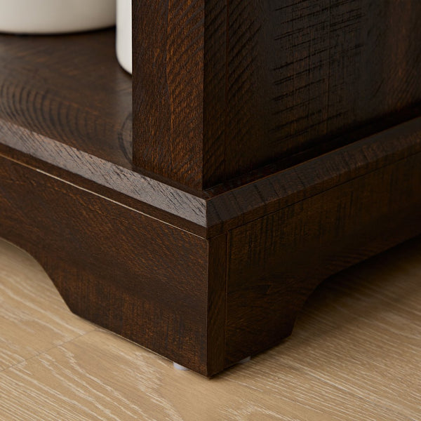 English Elm Tall Rustic Barn Door Storage Cabinet with Open & Hidden Shelves, Quality Hardware, Farmhouse Charm Espresso W2275P149118