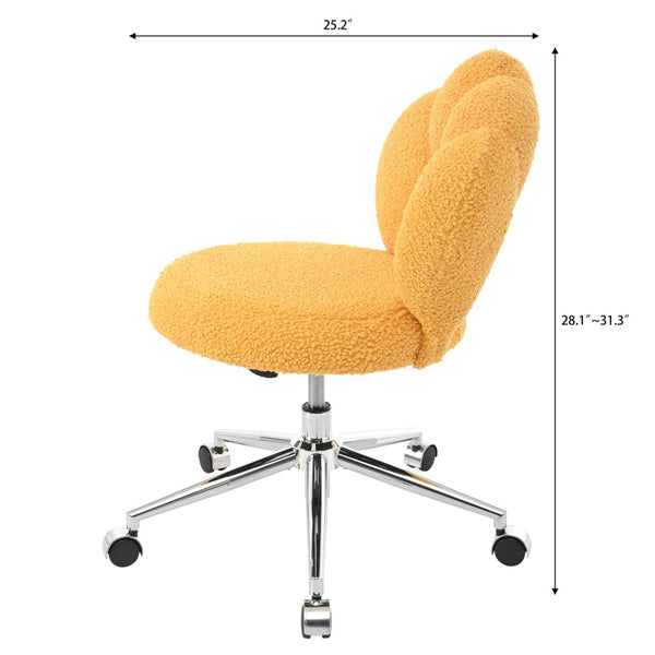 English Elm 360°swivel Teddy Fabric Home Office Chair with Ergonomic Arc Back and Adjustable Seat Yellow W680P143491