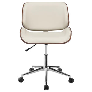 English Elm Ecru Modern Swivel Office Chair with Walnut & Chrome Finish, Leatherette Seat, Adjustable Height and Foam Comfort B062P153784
