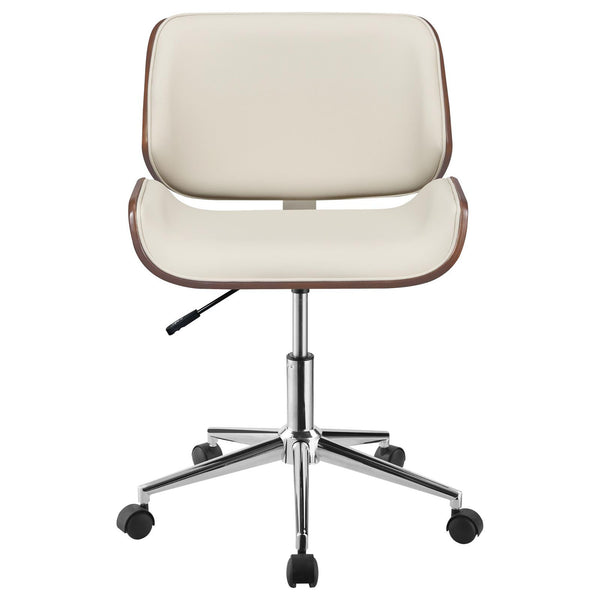 English Elm Ecru Modern Swivel Office Chair with Walnut & Chrome Finish, Leatherette Seat, Adjustable Height and Foam Comfort B062P153784
