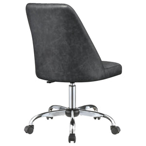 English Elm Grey Leatherette Office Chair with Diamond Stitching, Adjustable Height, Chrome Base & Casters for Ergonomic Comfort B062P153789