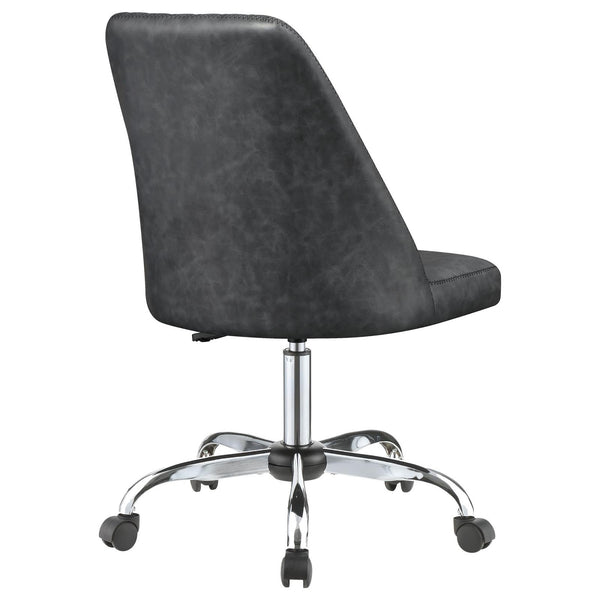 English Elm Grey Leatherette Office Chair with Diamond Stitching, Adjustable Height, Chrome Base & Casters for Ergonomic Comfort B062P153789