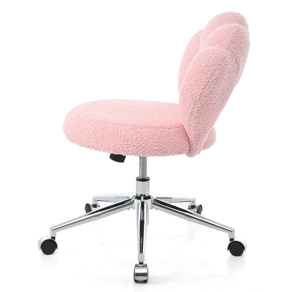 English Elm 360°swivel Teddy Fabric Home Office Chair with Ergonomic Arc Back and Adjustable Seat Pink W680P143449