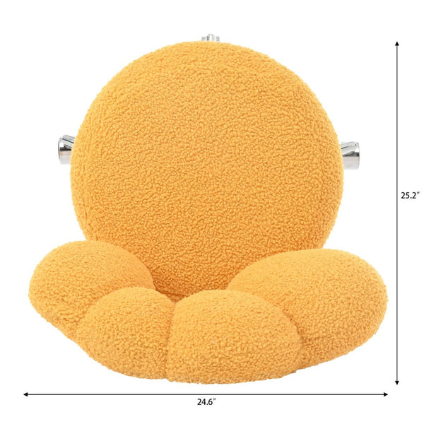 English Elm 360°swivel Teddy Fabric Home Office Chair with Ergonomic Arc Back and Adjustable Seat Yellow W680P143491
