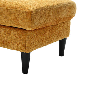 English Elm United We Win Chenille Three Seat Sectional Sofa with Storage Ottoman and Cup Holders Yellow W1568142737