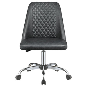 English Elm Grey Leatherette Office Chair with Diamond Stitching, Adjustable Height, Chrome Base & Casters for Ergonomic Comfort B062P153789