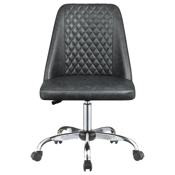 English Elm Grey Leatherette Office Chair with Diamond Stitching, Adjustable Height, Chrome Base & Casters for Ergonomic Comfort B062P153789
