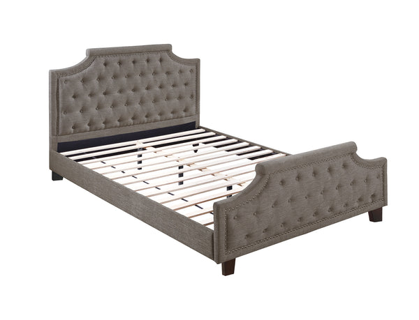 English Elm Modern Tufted Polyfiber Queen Bed Frame with Button Headboard and Footboard, Elegant American Traditional Design Brown 48 L x 5 W x 68 H B011S00691