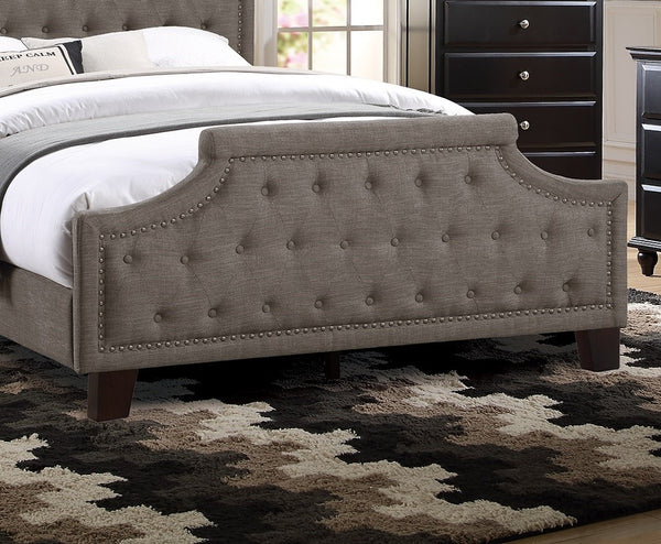 English Elm Modern Tufted Polyfiber Queen Bed Frame with Button Headboard and Footboard, Elegant American Traditional Design Brown 48 L x 5 W x 68 H B011S00691