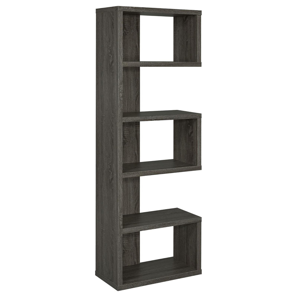 English Elm Weathered Weathered Grey 5-Tier Playful Bookcase with Ample Shelves, Contemporary Rustic Display Piece B062P153764