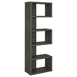 English Elm Weathered Weathered Grey 5-Tier Playful Bookcase with Ample Shelves, Contemporary Rustic Display Piece B062P153764
