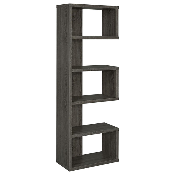 English Elm Weathered Weathered Grey 5-Tier Playful Bookcase with Ample Shelves, Contemporary Rustic Display Piece B062P153764