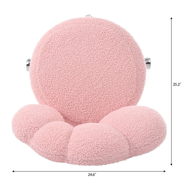 English Elm 360°swivel Teddy Fabric Home Office Chair with Ergonomic Arc Back and Adjustable Seat Pink W680P143449