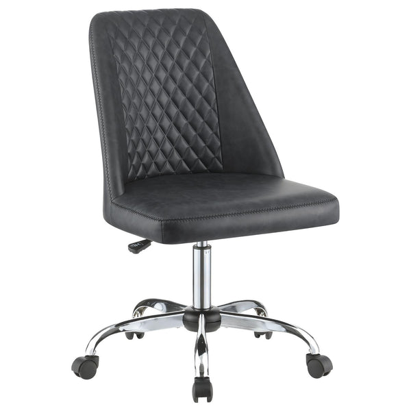 English Elm Grey Leatherette Office Chair with Diamond Stitching, Adjustable Height, Chrome Base & Casters for Ergonomic Comfort B062P153789