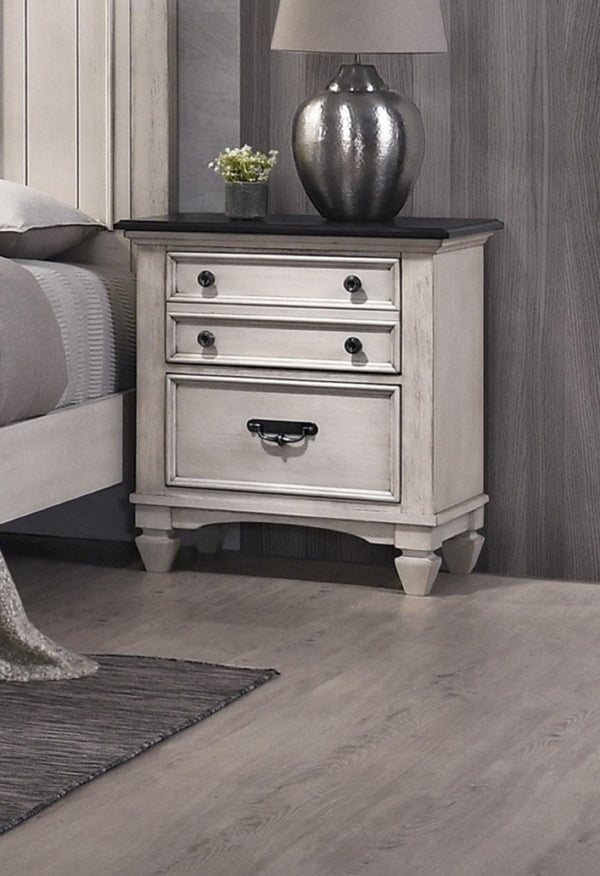 English Elm Beautiful Sawyer Two-Tone Nightstand with 2 Drawers, Metal Pulls & Tapered Legs — 25"x15.8"x26.6" B011P155308