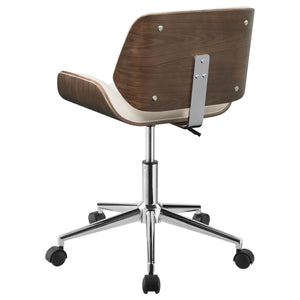 English Elm Ecru Modern Swivel Office Chair with Walnut & Chrome Finish, Leatherette Seat, Adjustable Height and Foam Comfort B062P153784