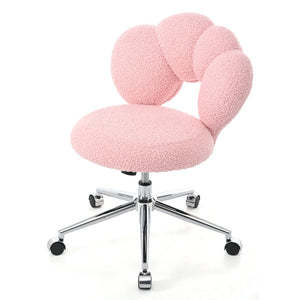 English Elm 360°swivel Teddy Fabric Home Office Chair with Ergonomic Arc Back and Adjustable Seat Pink W680P143449