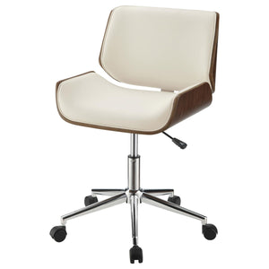 English Elm Ecru Modern Swivel Office Chair with Walnut & Chrome Finish, Leatherette Seat, Adjustable Height and Foam Comfort B062P153784