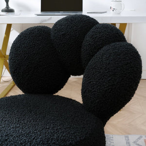 English Elm 360°swivel Teddy Fabric Home Office Chair with Ergonomic Arc Back and Adjustable Seat Black W680P143502