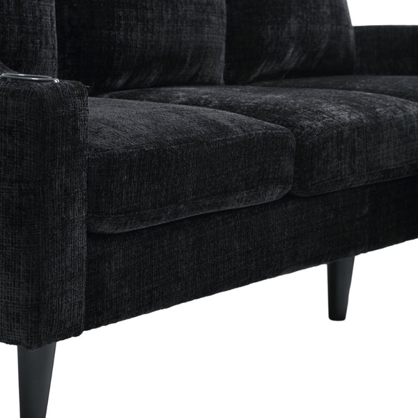 English Elm United We Win Chenille Sectional Sofa with Storage Ottoman and Dual Cup Holders W1568142742