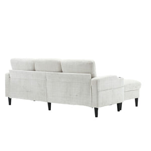 English Elm United We Win Chenille Three Seat Sectional Sofa with Storage Ottoman and Cup Holders Beige W1568142735