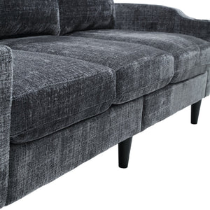 English Elm United We Win Chenille Three Seat Sectional Sofa with Storage Ottoman and Cup Holders Grey W1568142738