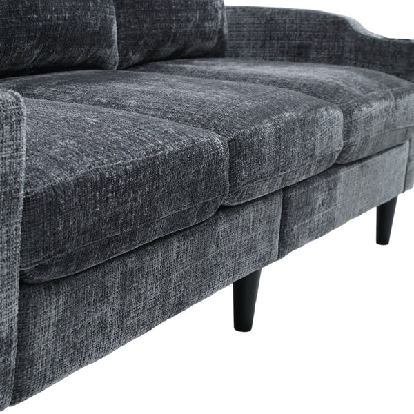 English Elm United We Win Chenille Three Seat Sectional Sofa with Storage Ottoman and Cup Holders Grey W1568142738