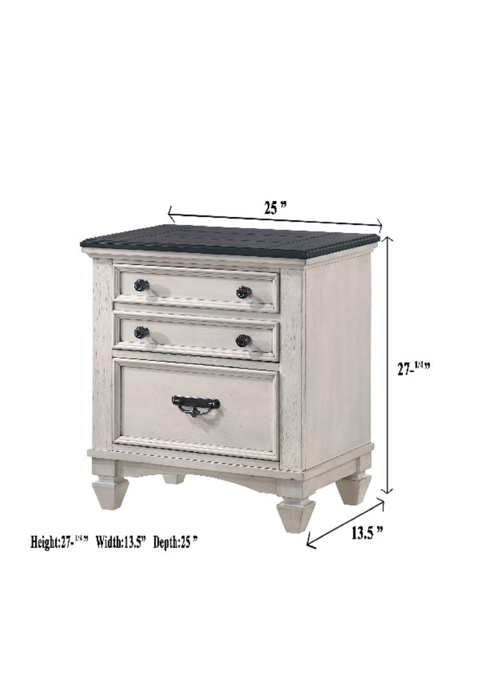 English Elm Beautiful Sawyer Two-Tone Nightstand with 2 Drawers, Metal Pulls & Tapered Legs — 25"x15.8"x26.6" B011P155308