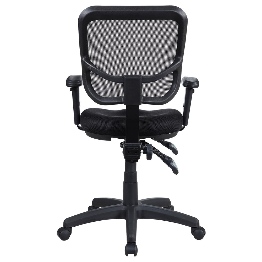 English Elm Black Bonded Leather Swivel Office Chair with Mesh Back, Adjustable Height Tilt & Armrests for Comfort B062P153787